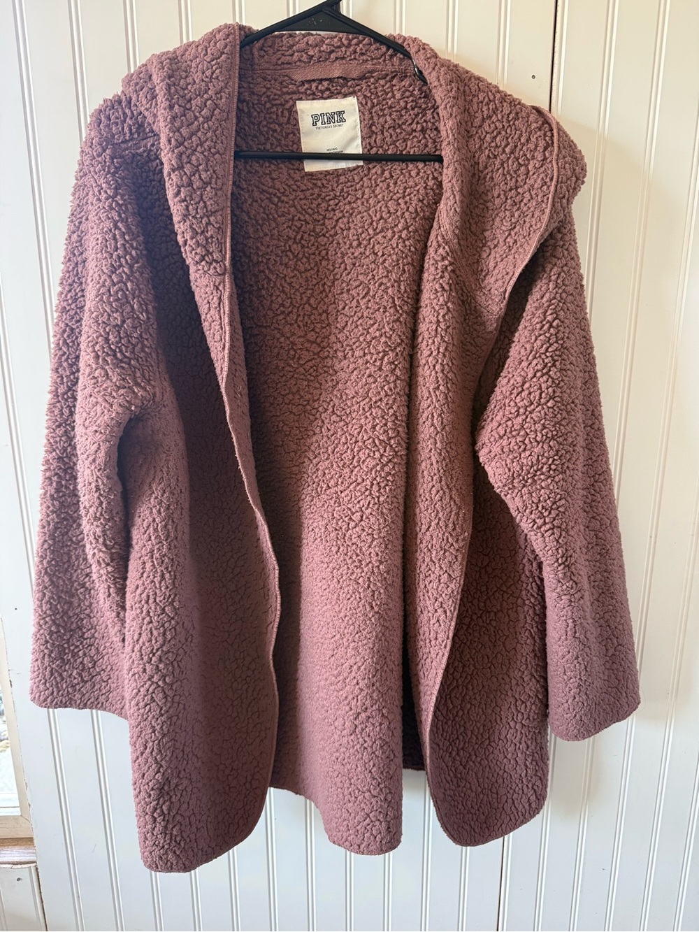 PINK Victoria's Secret Hooded Teddy Jacket in Dusty Mauve